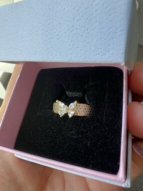 Pandora Gold Butterfly Ring with Clear Stones